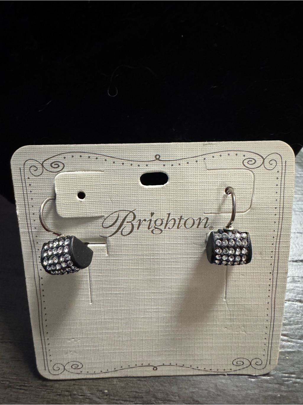 Brighton Black And Silver Crystal Hoop Drop Earrings